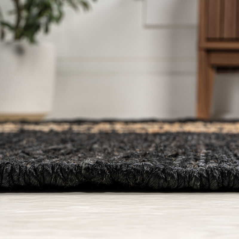 Olivier Rustic Farmhouse Wide Ticking Stripe Jute Area Rug