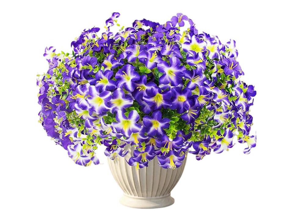 16 Piece Purple Artificial Outdoor Plants UV Resistant Garden Porch Decor