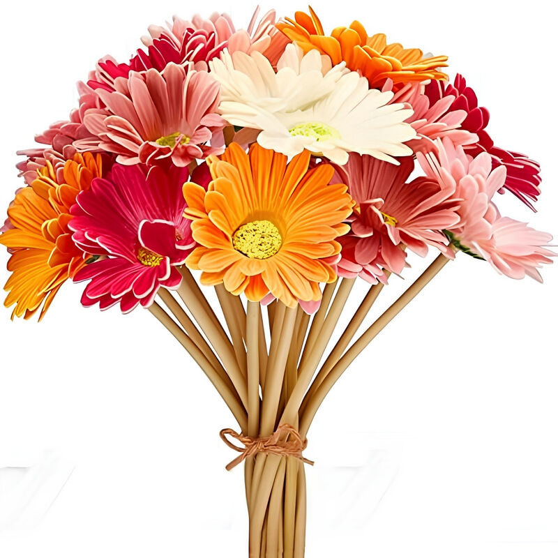 18 Piece Orange Artificial Daisy Flower Stems Wedding Centerpiece Decor image number 0