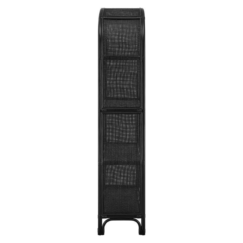 Modway Celeste Tall Arched 67 Inch Wood and Natural Rattan Bookcase in Black &ndash; Tall Open Back Bookshelf with 6 Shelves for Living Room, Bedroom, Office image number 5