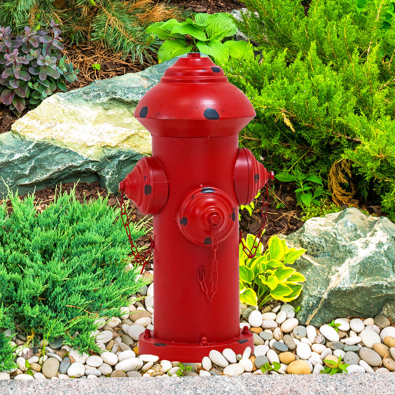 Sunnydaze Fire Hydrant Metal Outdoor Statue - 21 in