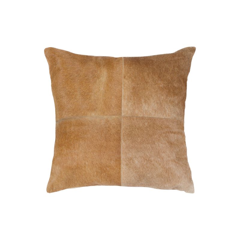 HomeRoots Set of Two 18" Tan Cowhide Throw Pillows image number 2