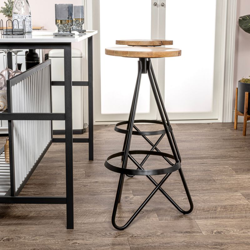 Spiroa Modern Industrial Metal Backless Circular Bar Stool