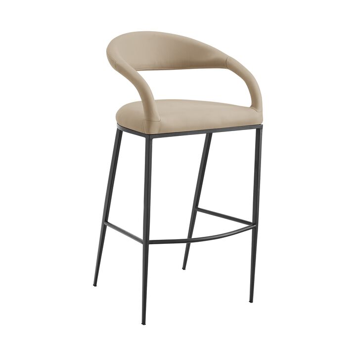 Ramona Counter or Bar Stool with Matte Black Iron Frame and Faux Leather