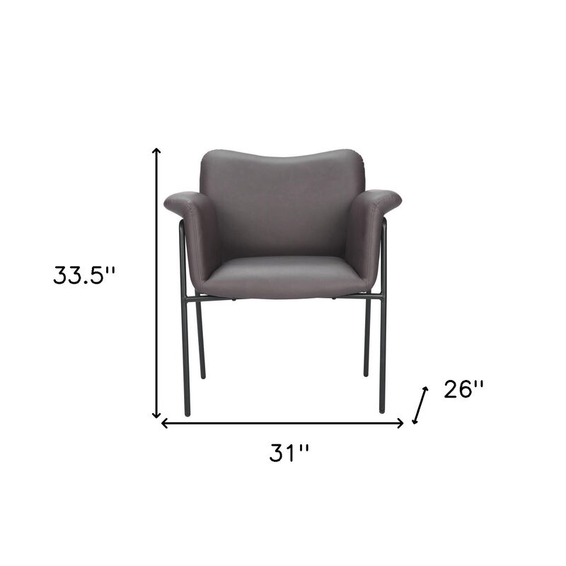 HomeRoots 31" Brown And Black Faux Leather And Faux Leather Arm Chair image number 6