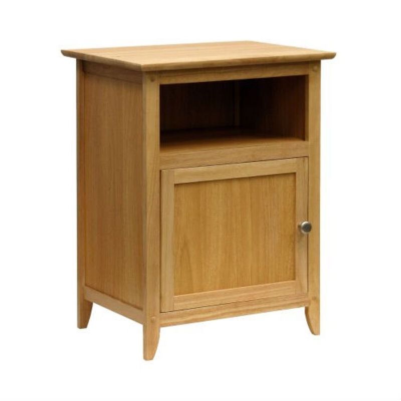 Hivvago Simple End Table Nightsatnd Accent Table in Natural Wood Finish