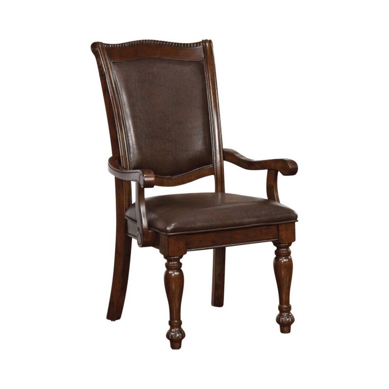 Alpena Traditional Arm Chairs, Set of 2, Cherry Brown - Benzara image number 1