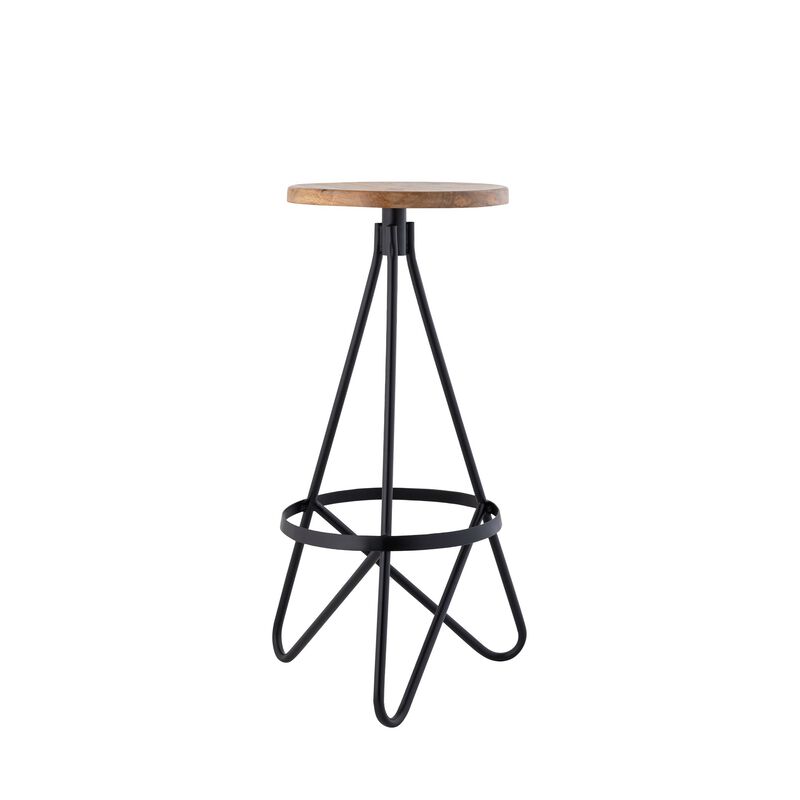 Spiroa Modern Industrial Metal Backless Circular Bar Stool