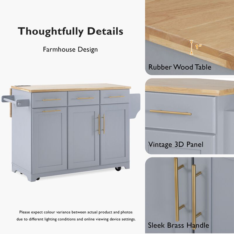 Merax Rolling Kitchen Cart with Trash Storage, Pull-Out Shelves, 3 Drawers, Drop Leaf Side Table image number 7