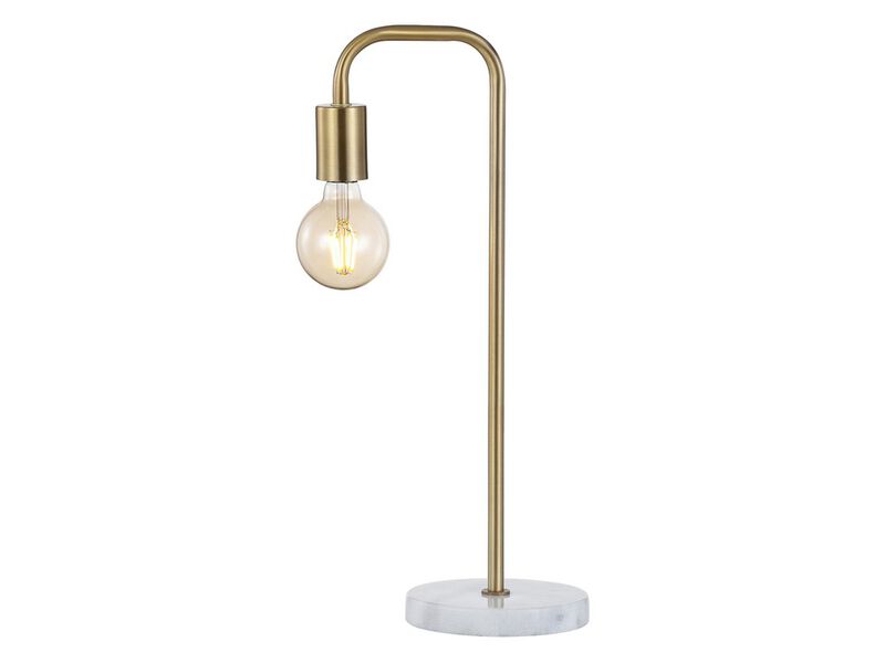 Axel Minimalist Glam Gold Pipe Metal/Marble LED Table Lamp