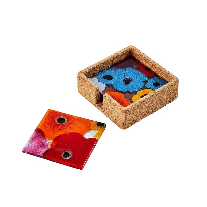 Fused Floral Coaster Set