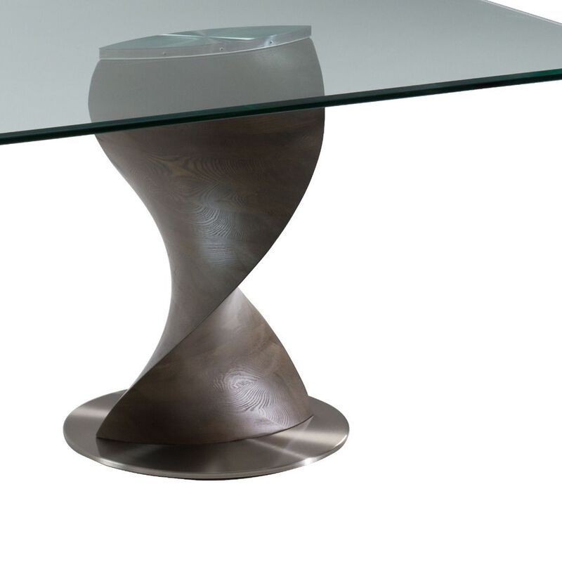 Cid Cleve Dining Table, Gray Wood, 95 Inch Clear Tempered Glass Top image number 3