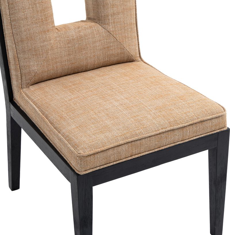 Meridian Furniture Gwendolyn Cognac Linen Textured Fabric Dining Side Chair, Set of 2
