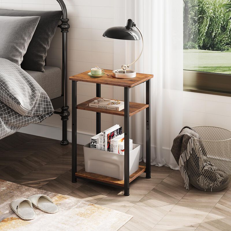 WLIVE End Tables Living Room Set of 2, Rustic Brown Side Tables for Bedroom, Home Office, Tall Side Table for Couch, Sofa, Bed,R