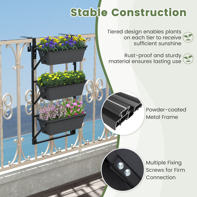 Hanging Vertical Planter Wall-mounted Adjustable with Detachable Hooks image number 6