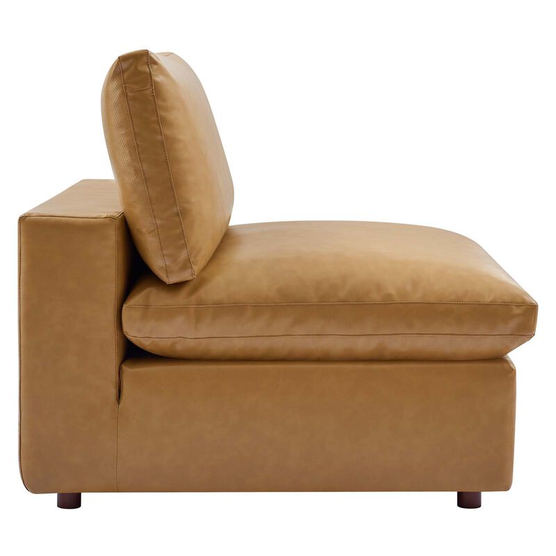 Commix Down Filled Overstuffed Vegan Leather Armless Chair image number 2