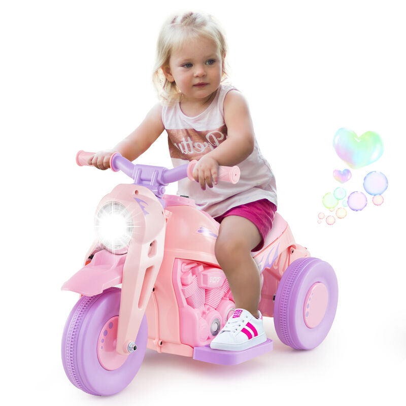 Kids 6V Electric Motorcycle Ride On Toy with Bubble Maker and Sound Effects image number 3