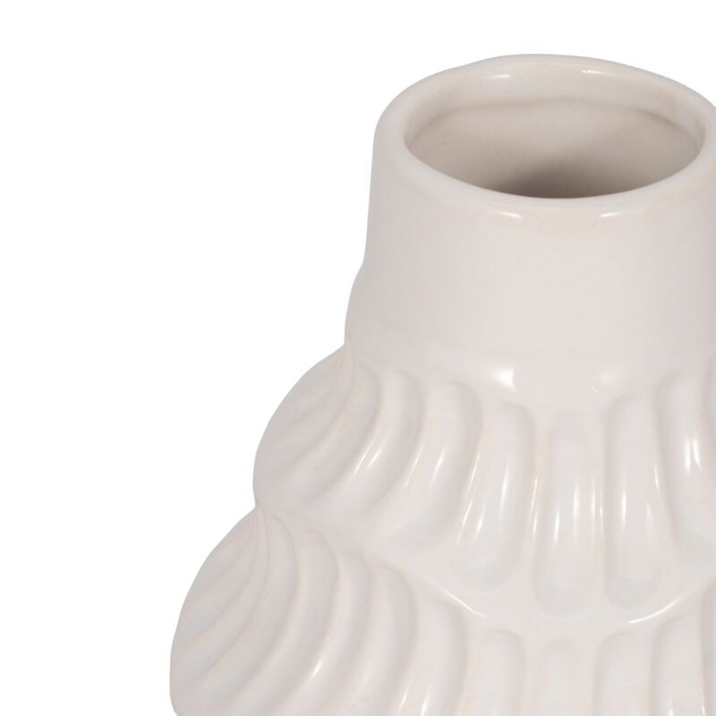 Cer, 6" Wavy Vase, White image number 3
