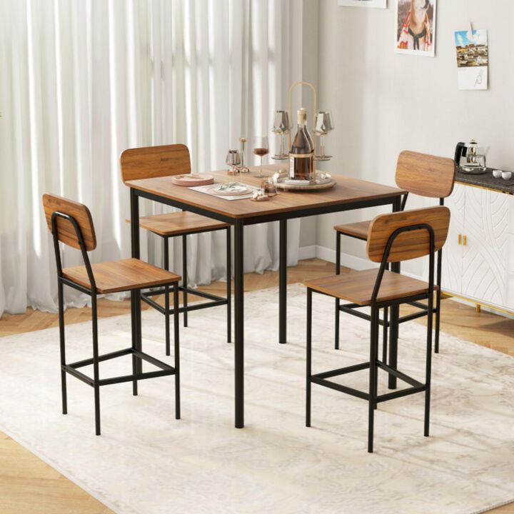 Hivvago 5-Piece Counter-Height Dining Bar Table Set with 4 Bar Chairs