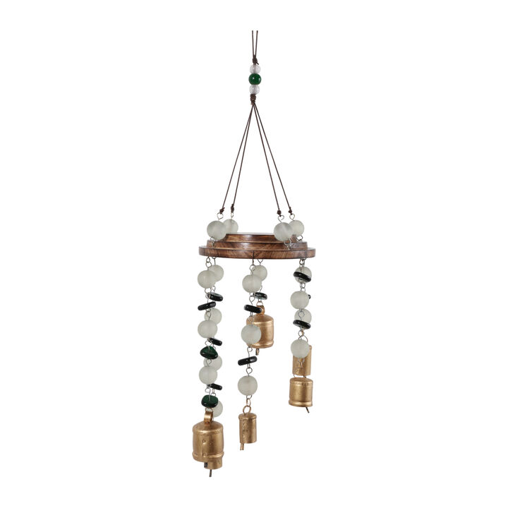 32x8" Wood & Glass Beads Chime, Teal Multi