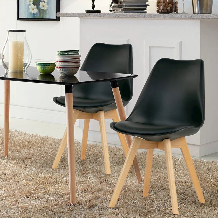 Glamour Home Set of 4 Balint Black Cushioned Plastic Dining Chairs