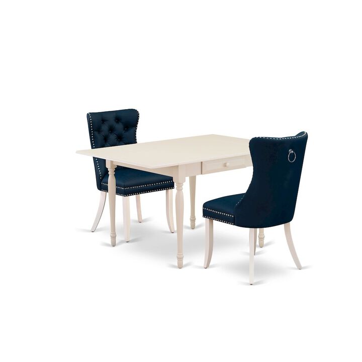 3 Piece Kitchen Table Set Consists of a Rectangle Dining Table with Dropleaf