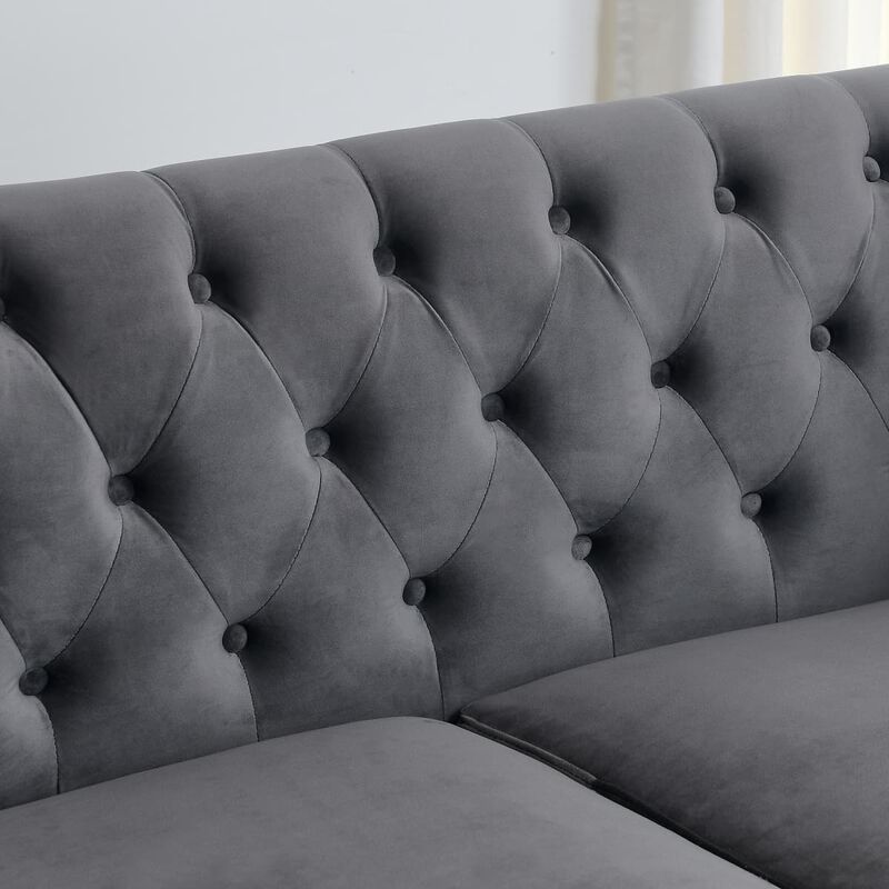 77" Velvet Chesterfield Sofa image number 7