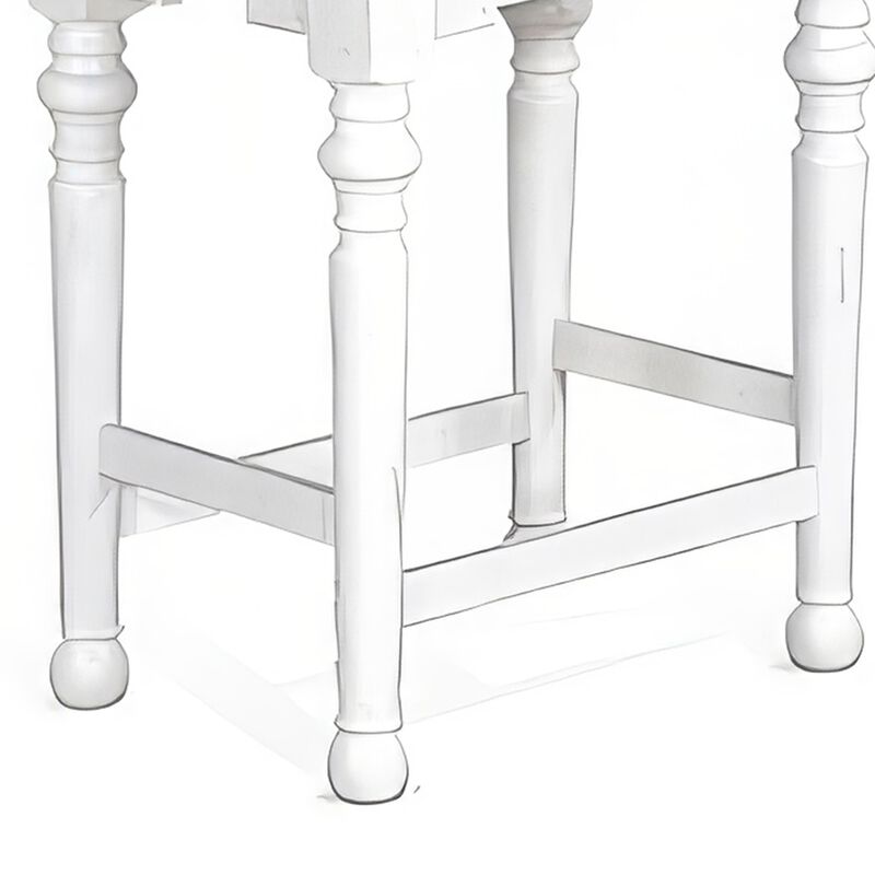 Orso Counter Height Stool Set of 2, White, Dark Brown Mahogany Wood - Benzara image number 3