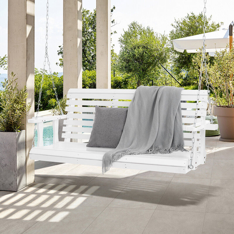 Patio Swing Chair Bench – Wooden Porch Swing with Chains, Strong Load Capacity for Backyard, Deck, or Outdoor Space