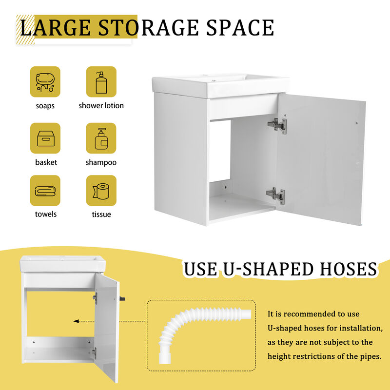 TATEUS 18'' Wall-Mounted Bathroom Vanity with Sink