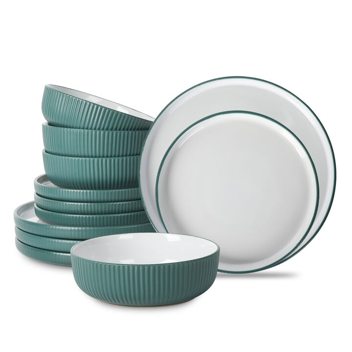 Christian Siriano Laro Stoneware 12 Piece Dinnerware Set