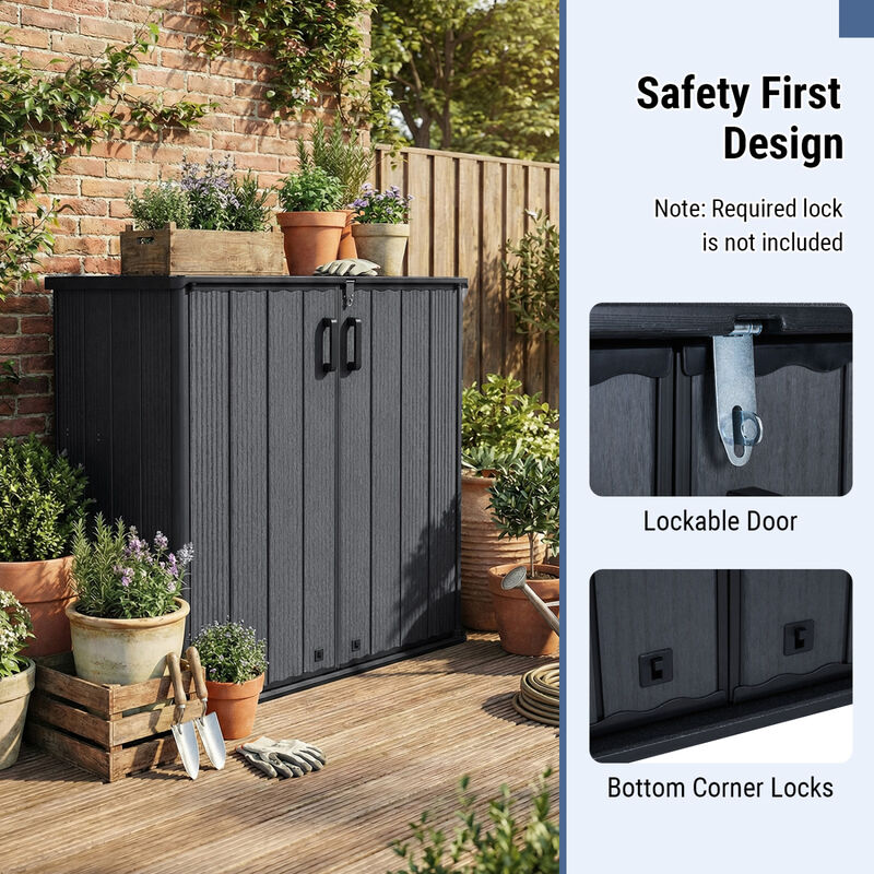 Outdoor 23.5 Cu.ft All Weather Storage Box with Floor and Lockable Door for Patio Organization image number 4