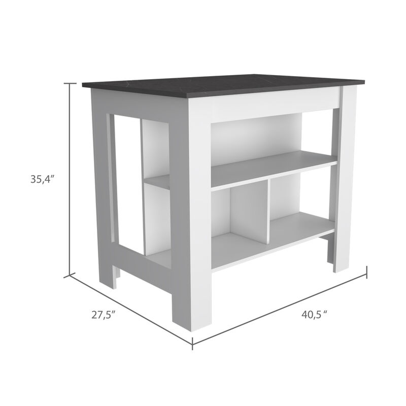 Streamdale Cala Kitchen Island, Four Legs, Three Shelves - White Onyx image number 3