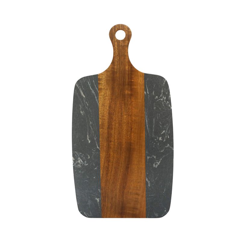 Black Marble and Acacia Wood Center Handled Board image number 0