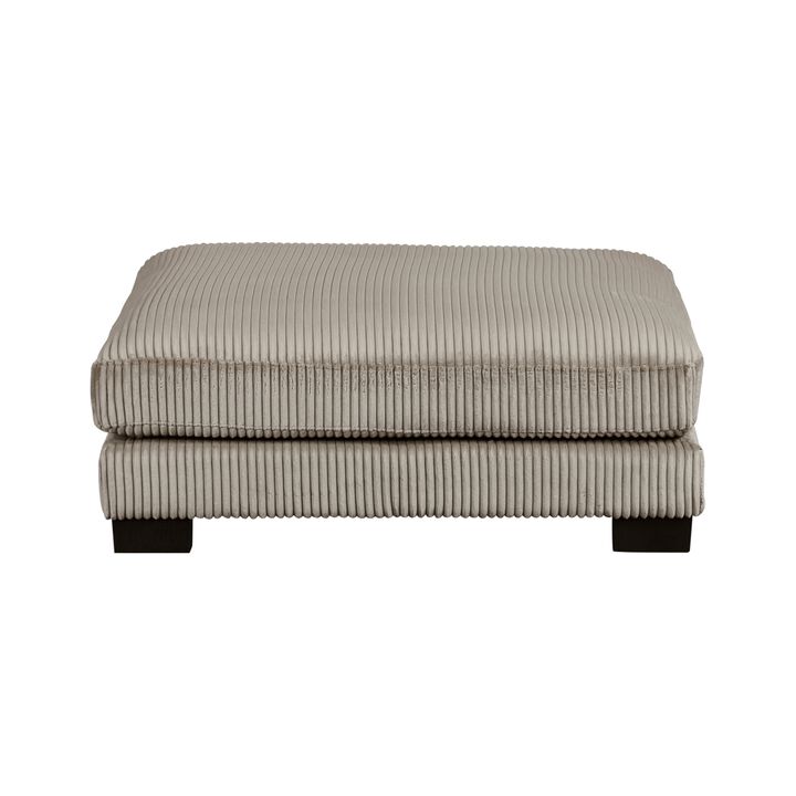 Rix Modern Ottoman, Taupe Gray Corduroy, 45 Inch Square, Black Feet