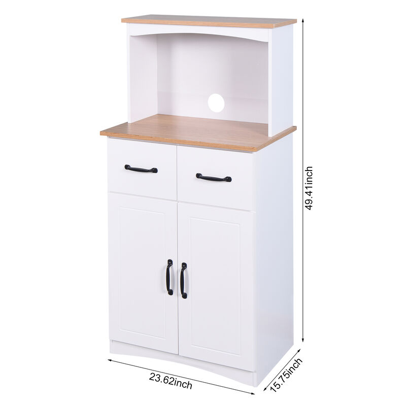 Hivvago Wooden Kitchen Pantry Storage Microwave Cabinet with Storage Drawer