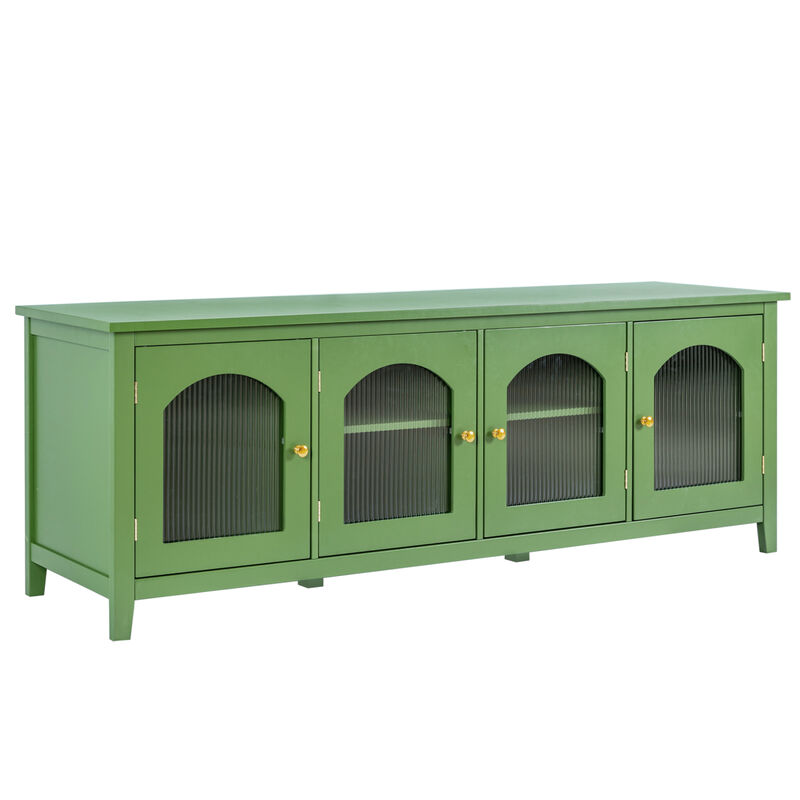 Streamdale Stylish 71-Inch TV Stand with Antique Green Glass Door