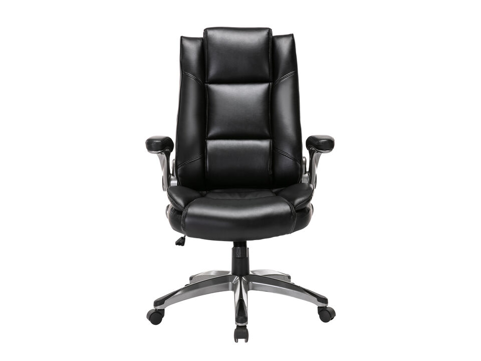 Ergonomic High Back Office Desk Chair, Bonded Leather Ergonomic Home Office Chair With Flip-Up Arms