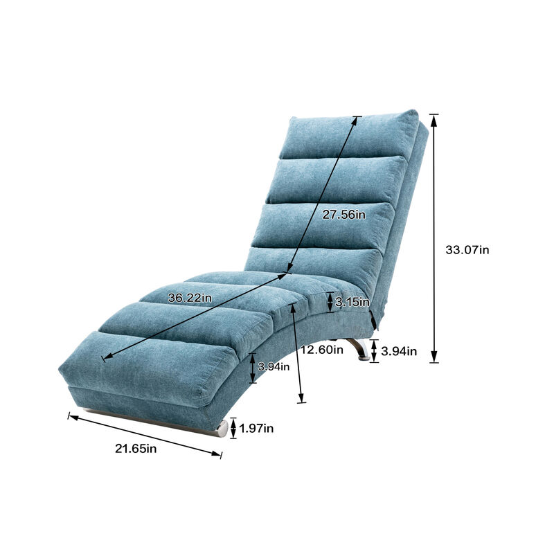 GOODSILO Modern Upholstered Chaise Lounge Chair with Vibration for Relaxation, Ergonomic Fixed Back Fabric Recliner Sofa for Living Room image number 2