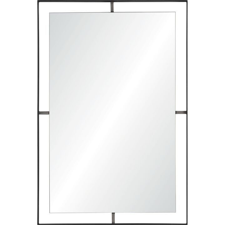 30.5" Black Semi-Detached Framed Rectangular Wall Mirror