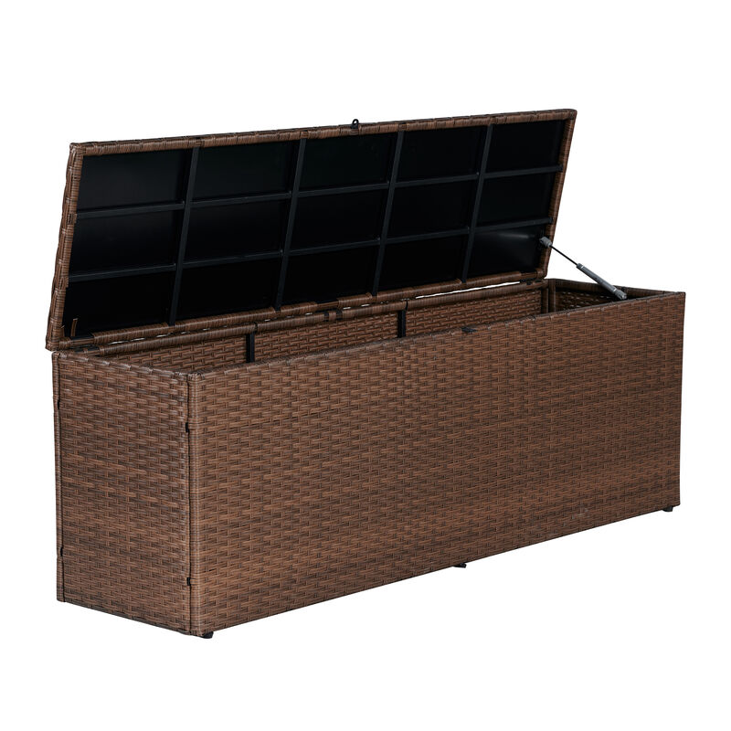 Nino Modern Minimalist Outdoor Faux Wicker Deck and Patio Storage Box
