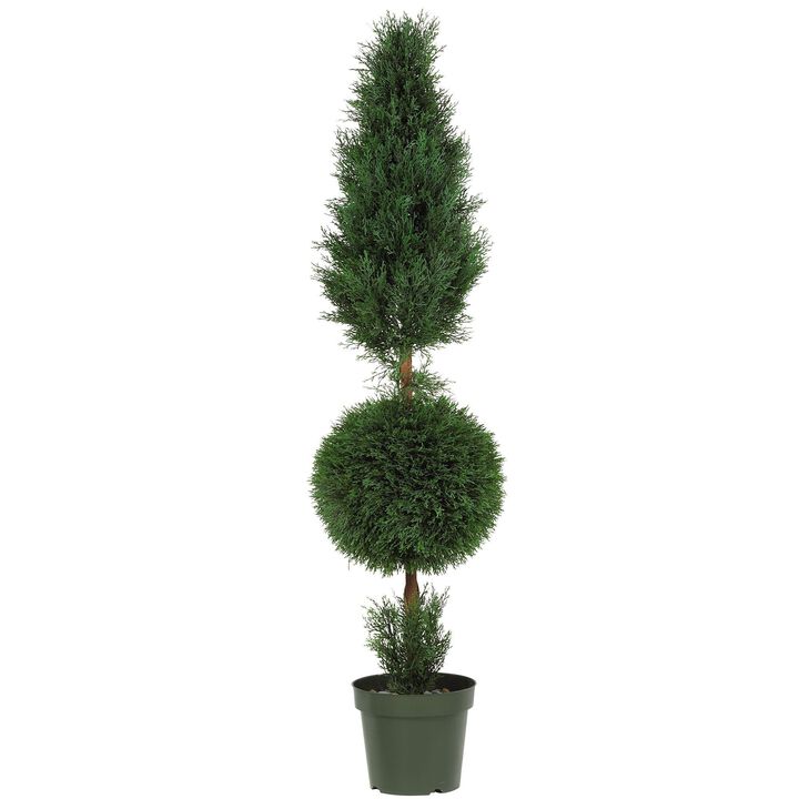 Nearly Natural 5-ft Cypress Ball and Cone Tree