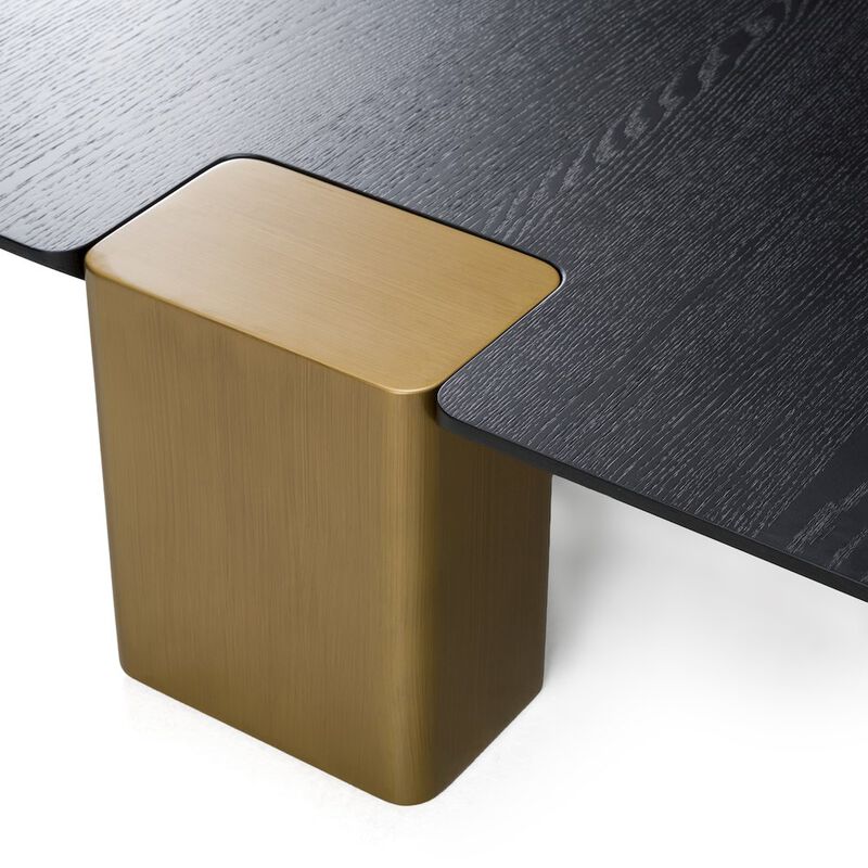 Modrest Harold - Modern Black + Brushed Gold Oak Large Square Coffee Table