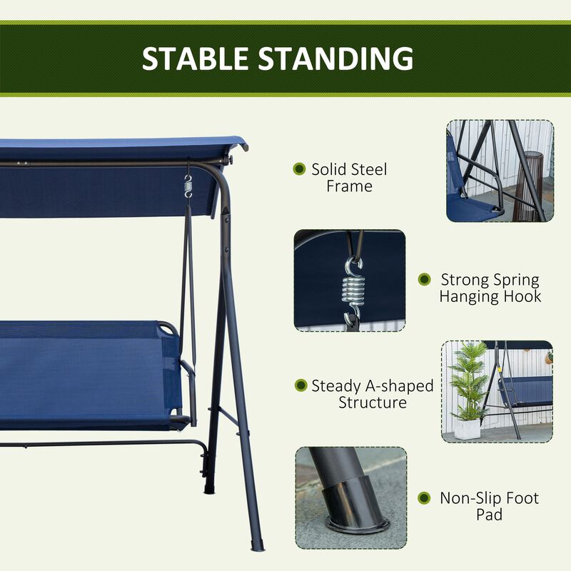Hivvago Patio Swing Chair with Steel Frame and Adjustable Canopy image number 4