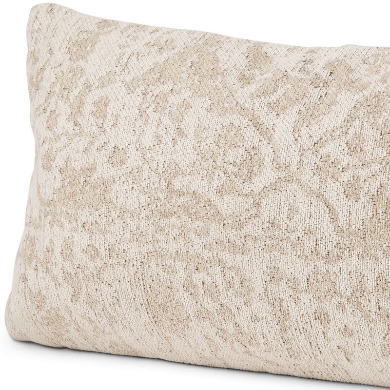 HomeRoots 14" X 26" Cream And Beige Lumbar Abstract Cotton Throw Pillow Cover with Texture image number 2