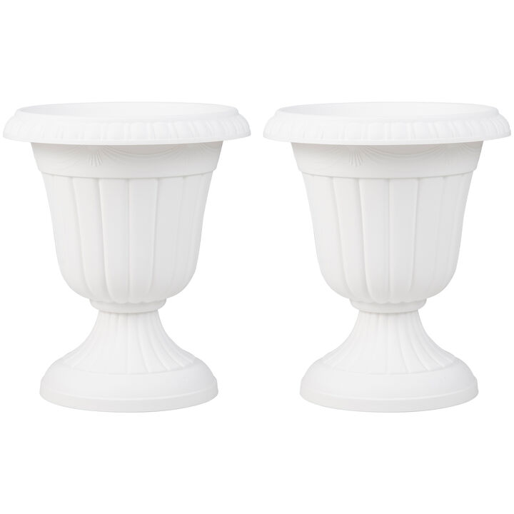 Set of 2 Tall Vintage Planters with Pedestal Base and Pre-Marked Drain Hole