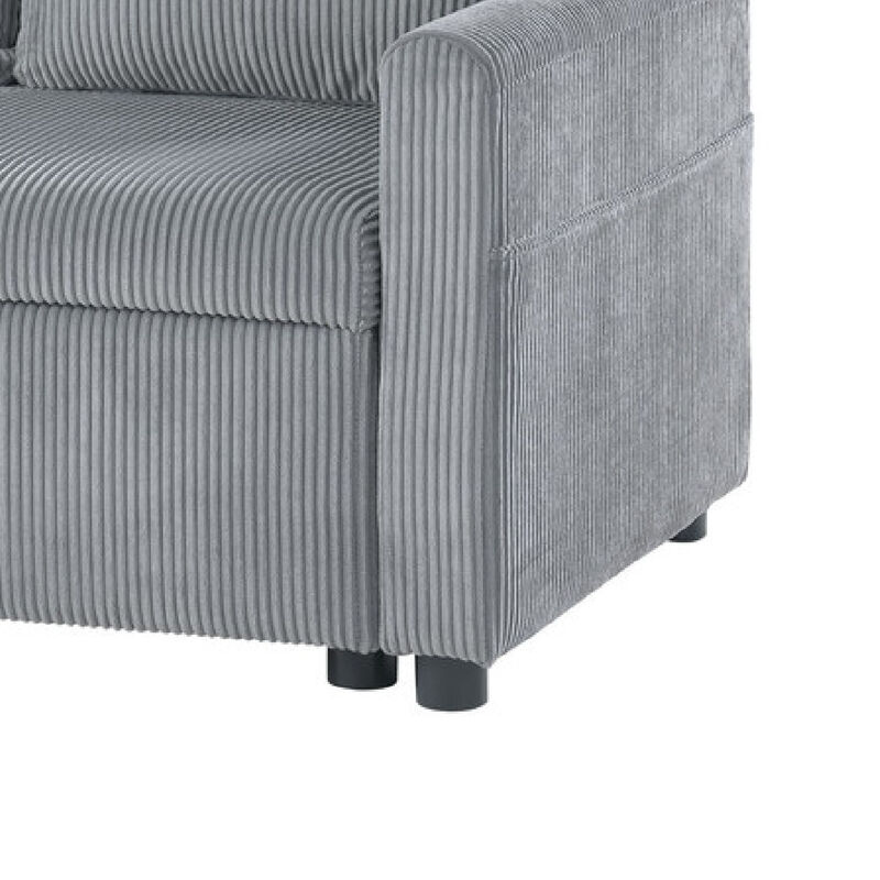 Swin&nbsp;Loveseat with Storage, Gray Corduroy, Soft Cushioned, 45 Inch
