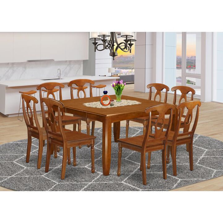9 Pc formal Dining room set Dining Table with Leaf and 8 Dinette Chairs.