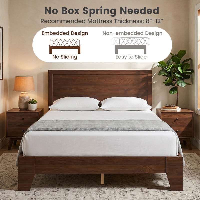 Full Size Upholstered Bed Frame with Headboard, No Box Spring Needed image number 4