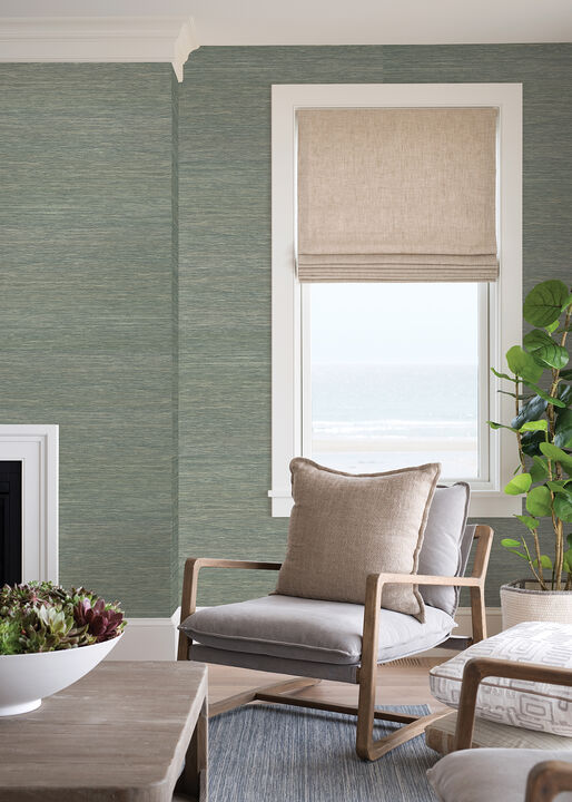 Batad Green Grasscloth Wallpaper